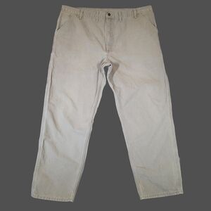 Vintage Carhartt Carpenter Canvas Pants Mens 44x32 Grey Dungaree B11 DES